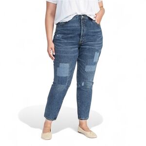 Old Navy High-Waisted Button-Fly OG Straight Patchwork Jeans Sz‎ 22 NWT